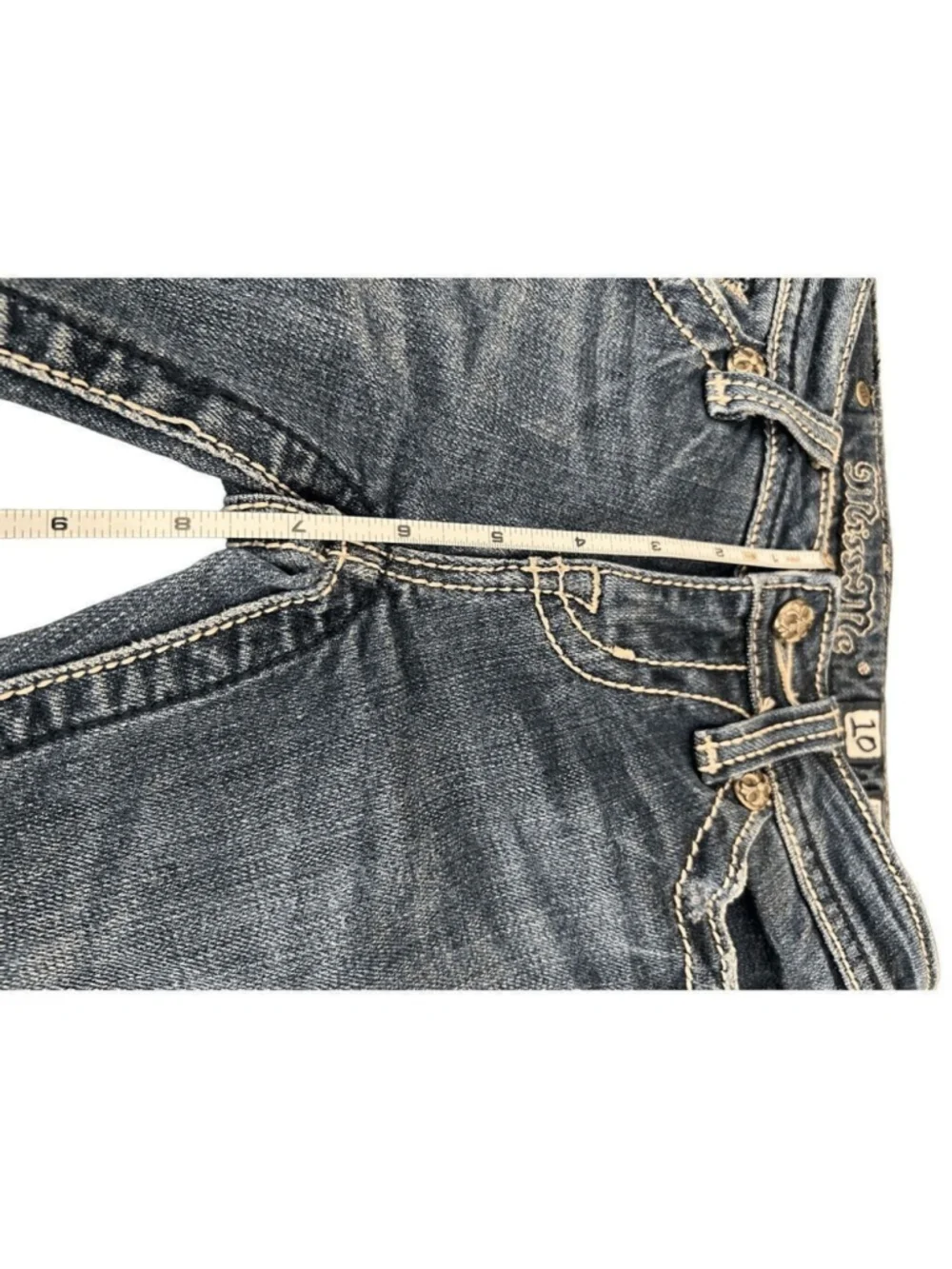 Miss Me rhinestone cross embroidered denim Bermuda shorts size 10